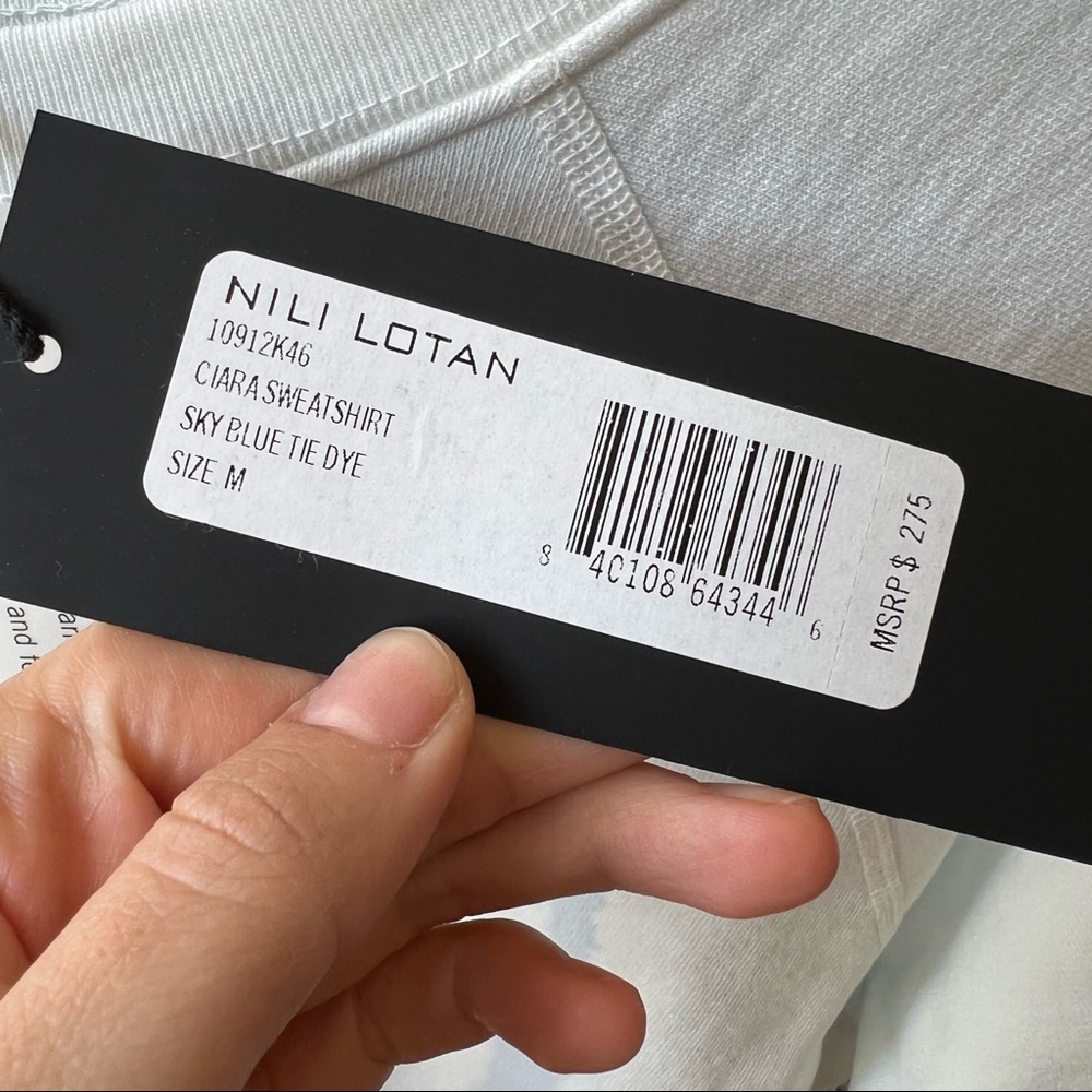 NWT nili lotan ciara sweatshirt sky blue white tie dye size M C8 - Picture 7 of 8